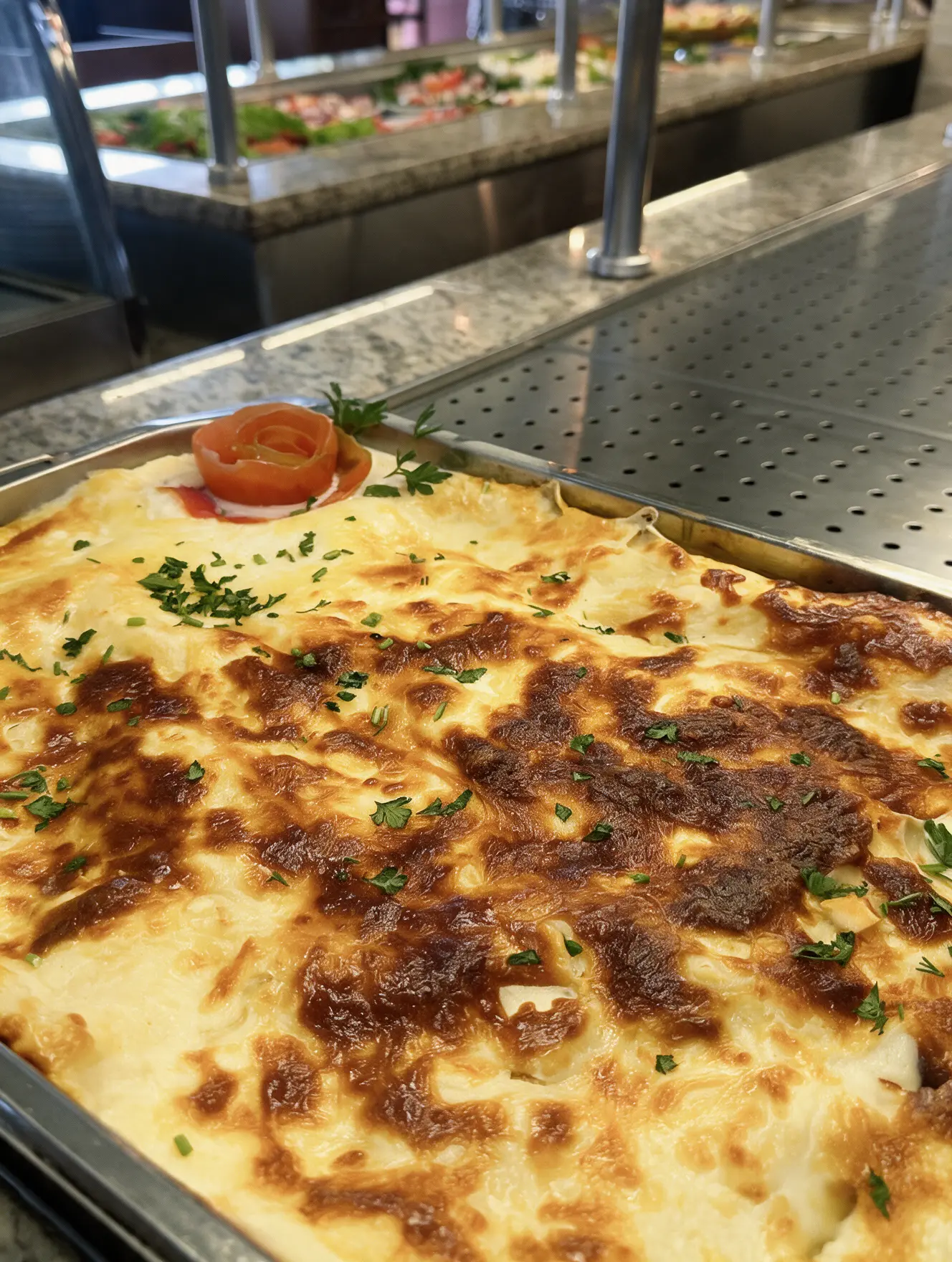 Lasanha gratinada no buffet